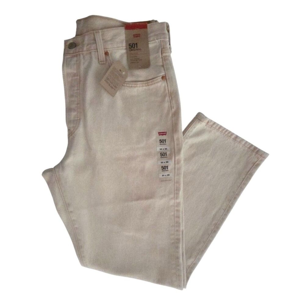NWT Levi’s 501 Original Jeans 33X30 Unisex Boyfriend Fit Straight Leg Tan Denim